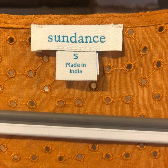 Sundance Romance Embroidered Lace Sheer Dress V Neck Rust Sz Small Boho Hippie - Picture 4 of 8